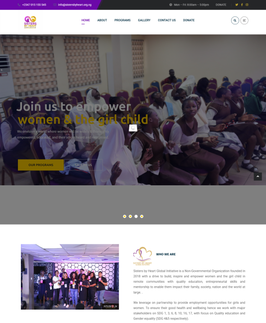 Website Design Sisters by Heart Global Initiative